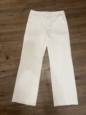 KAL RIEMAN White High Waist Wide Leg Cotton Pants Trousers Lagenlook Size 6